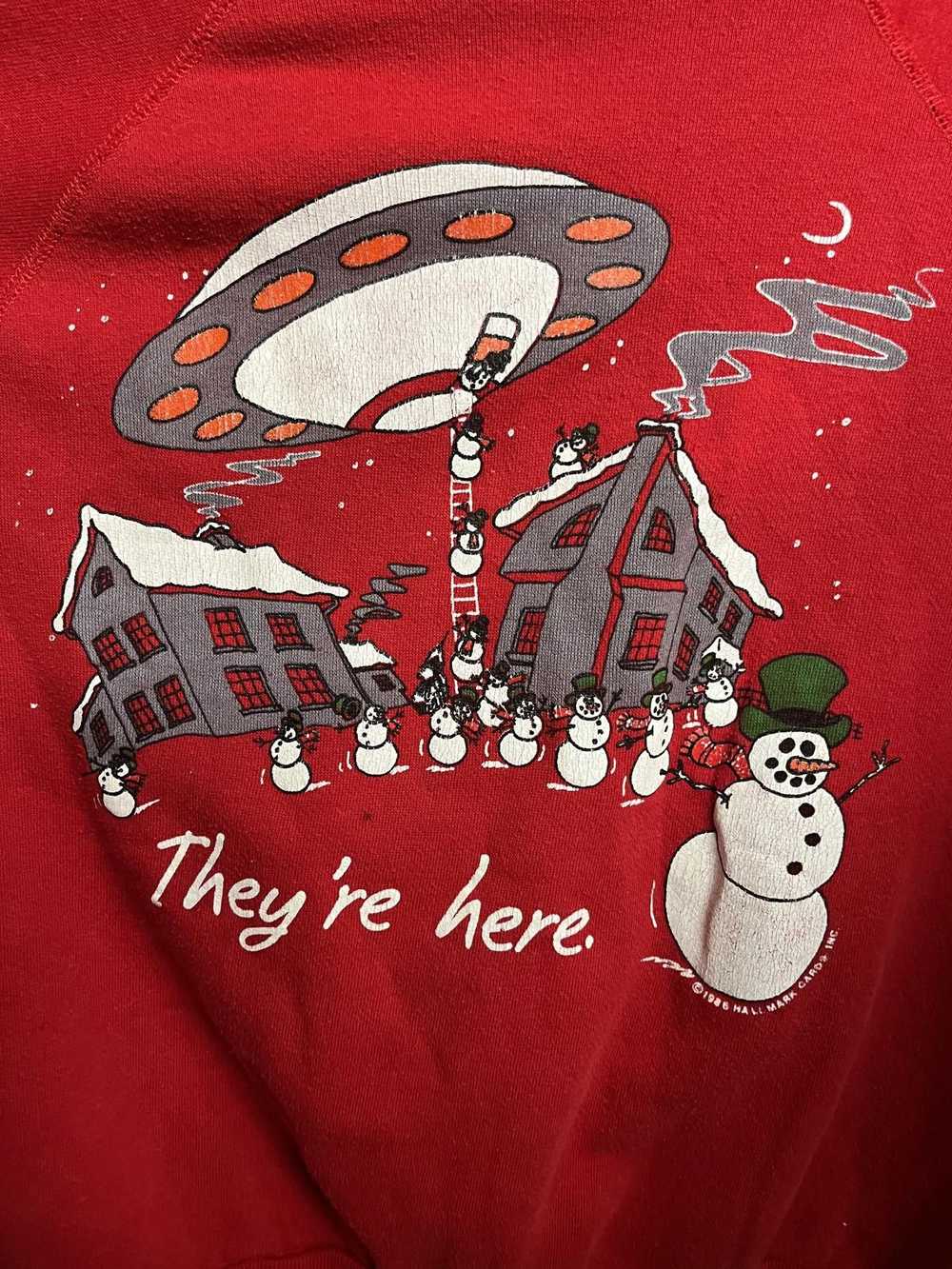 Designer VTG Ugly Christmas Sweatshirt Ufo Snowme… - image 4