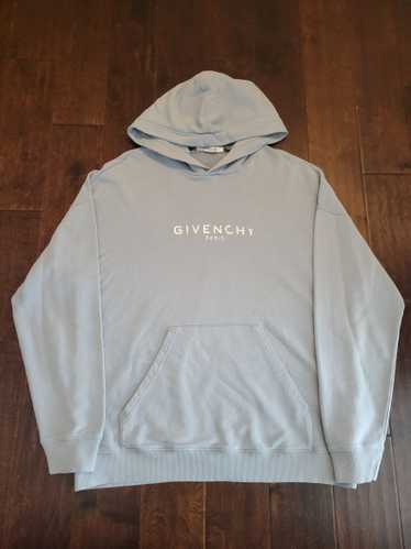 Givenchy Givenchy Distressed Logo Grey Blue Hoodie