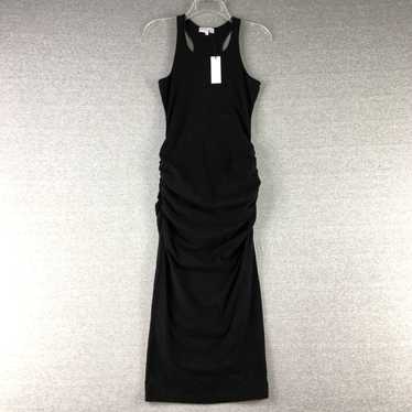 Michael Stars Minimalist Ruched Details Black Maxi