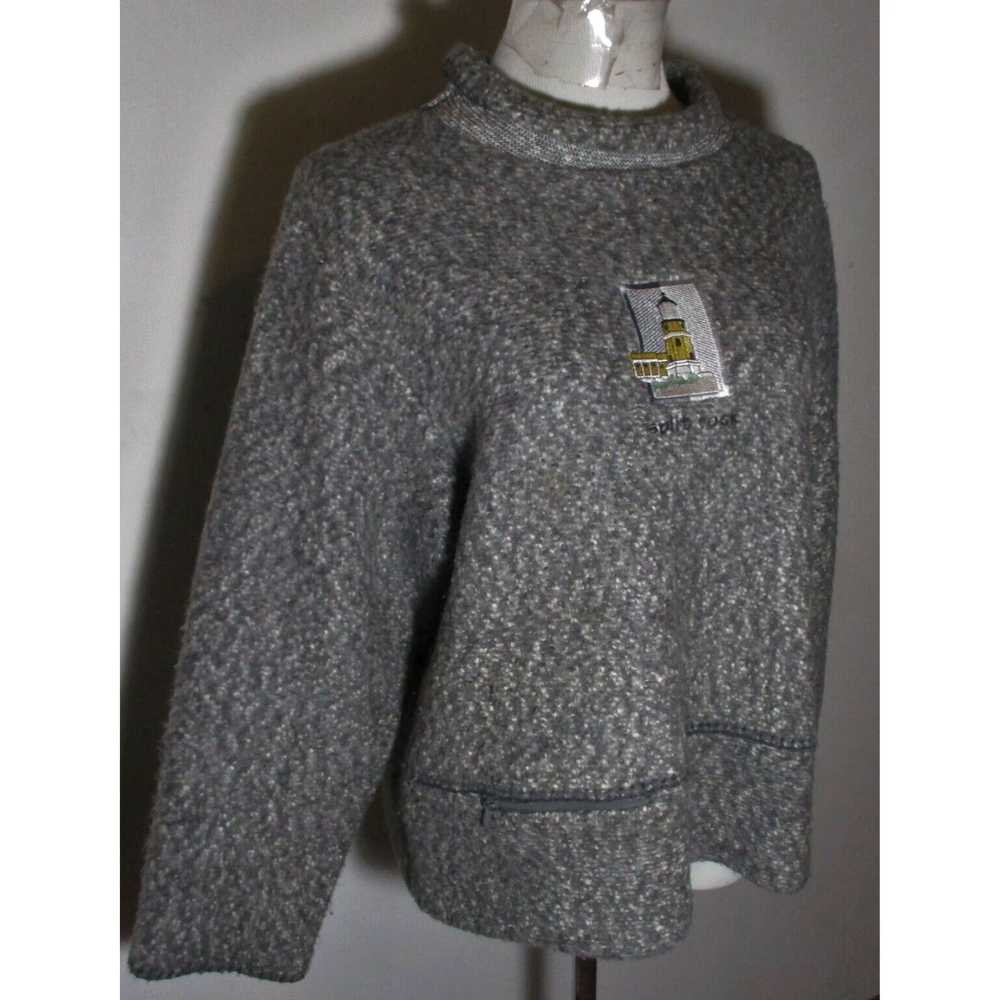 Vintage Gray Mock Neck Fleece Sweater for Women b… - image 3