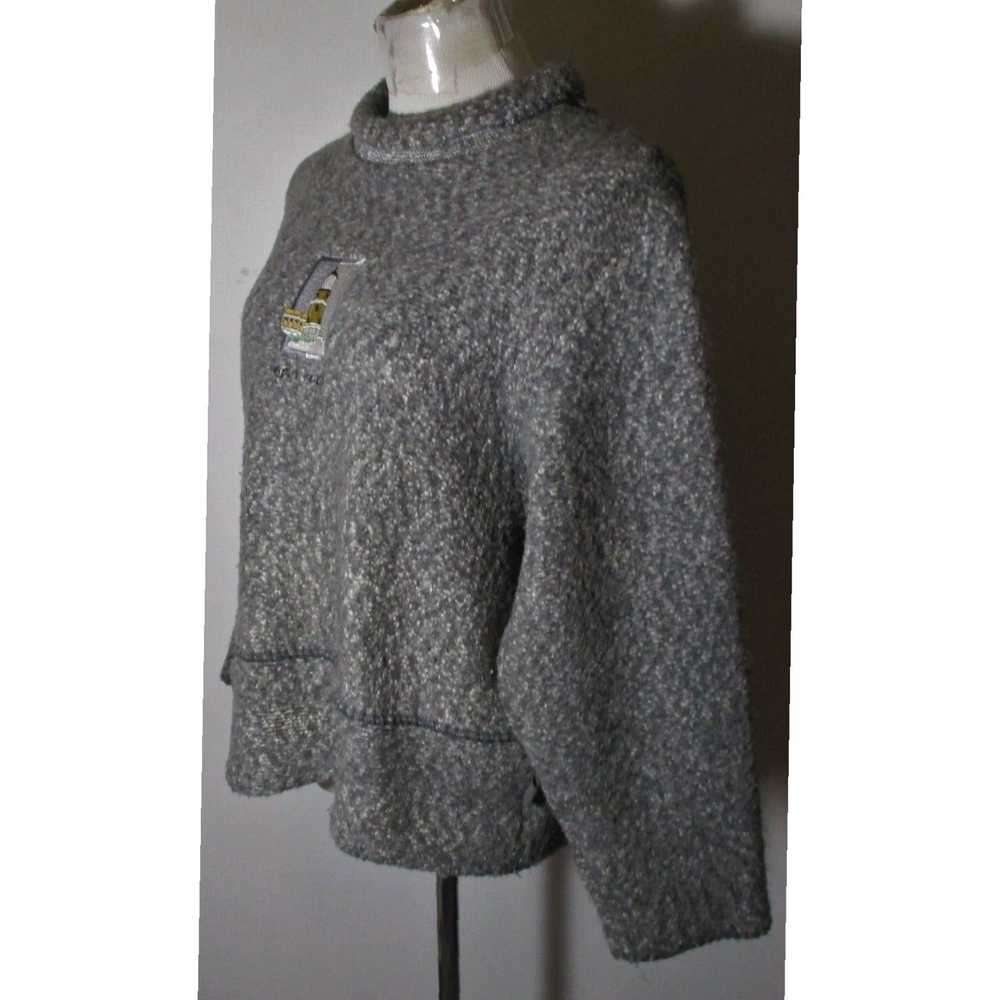 Vintage Gray Mock Neck Fleece Sweater for Women b… - image 4