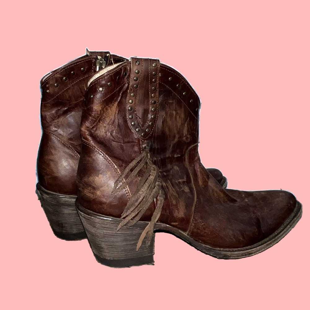 Vintage Genuine Brown Leather Western Style Boots… - image 2