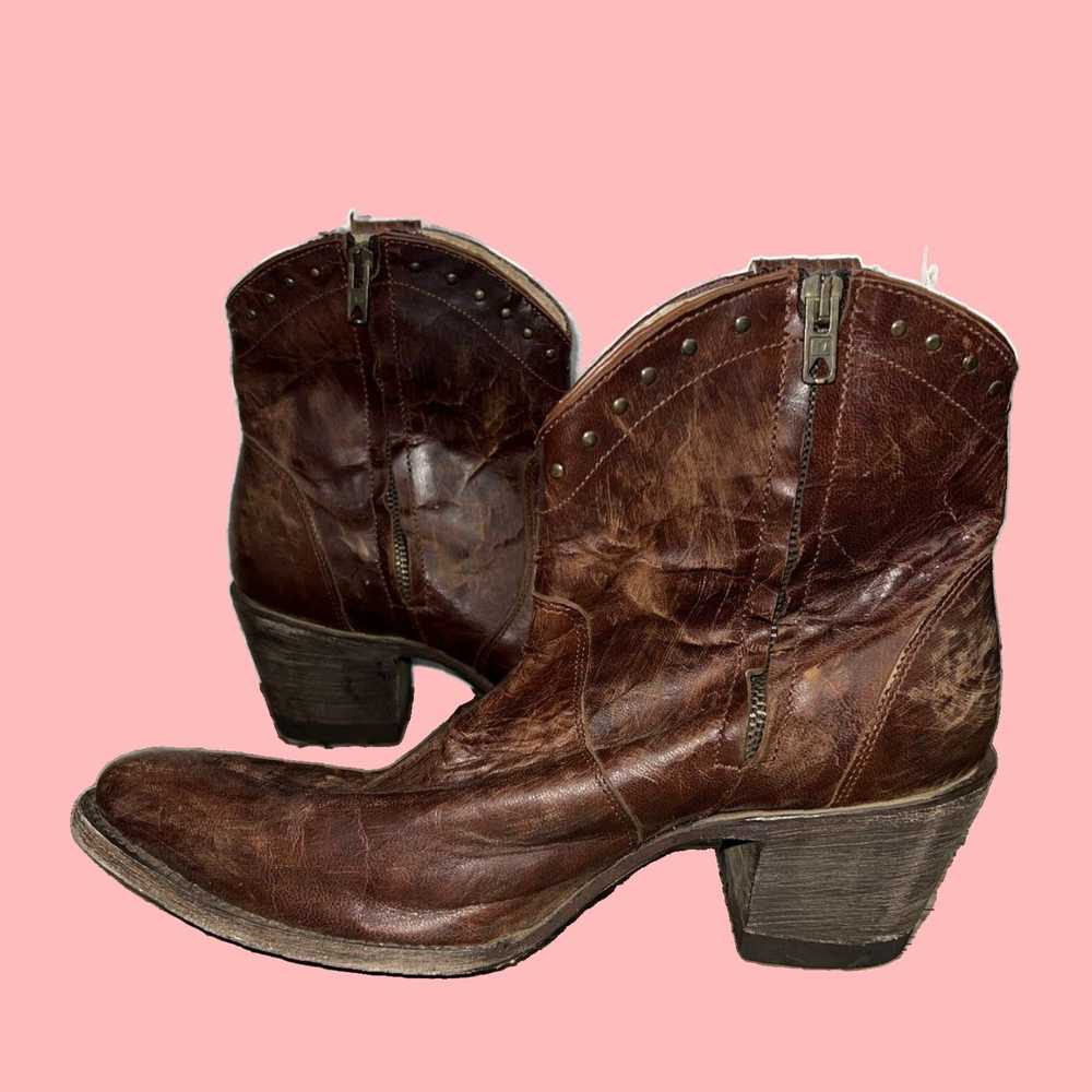 Vintage Genuine Brown Leather Western Style Boots… - image 3