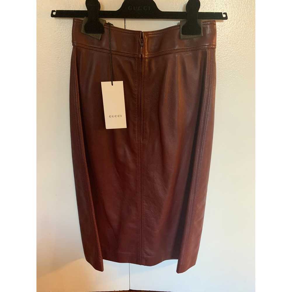 Gucci Leather mid-length skirt - image 5