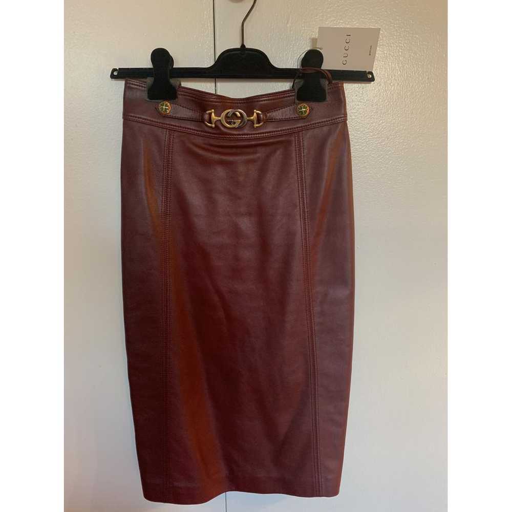 Gucci Leather mid-length skirt - image 8