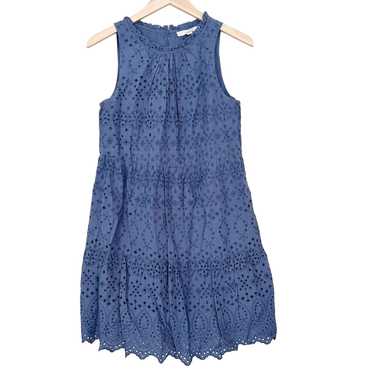 Loft Loft Blue Eyelet Sleeveless Dress Sz S