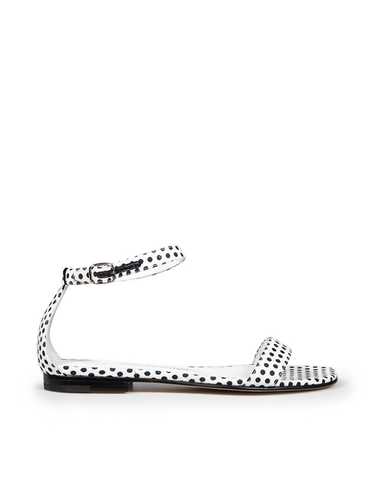 Manolo Blahnik Polka Dot Ankle Strap Flat Sandals