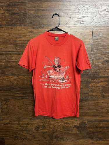 Jerzees VTG Fishing T-shirt 1985 The Worst Day Fis