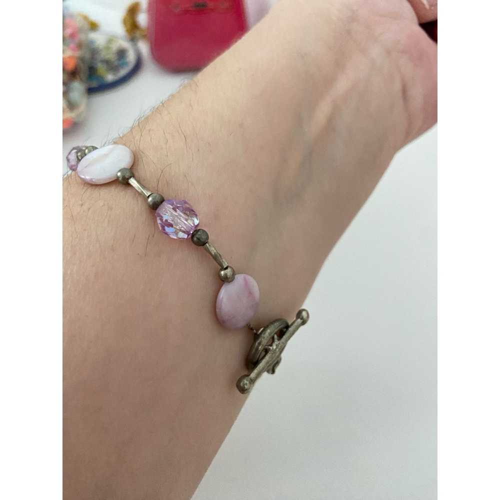 Handmade Light purple mother of pearl shell brace… - image 5