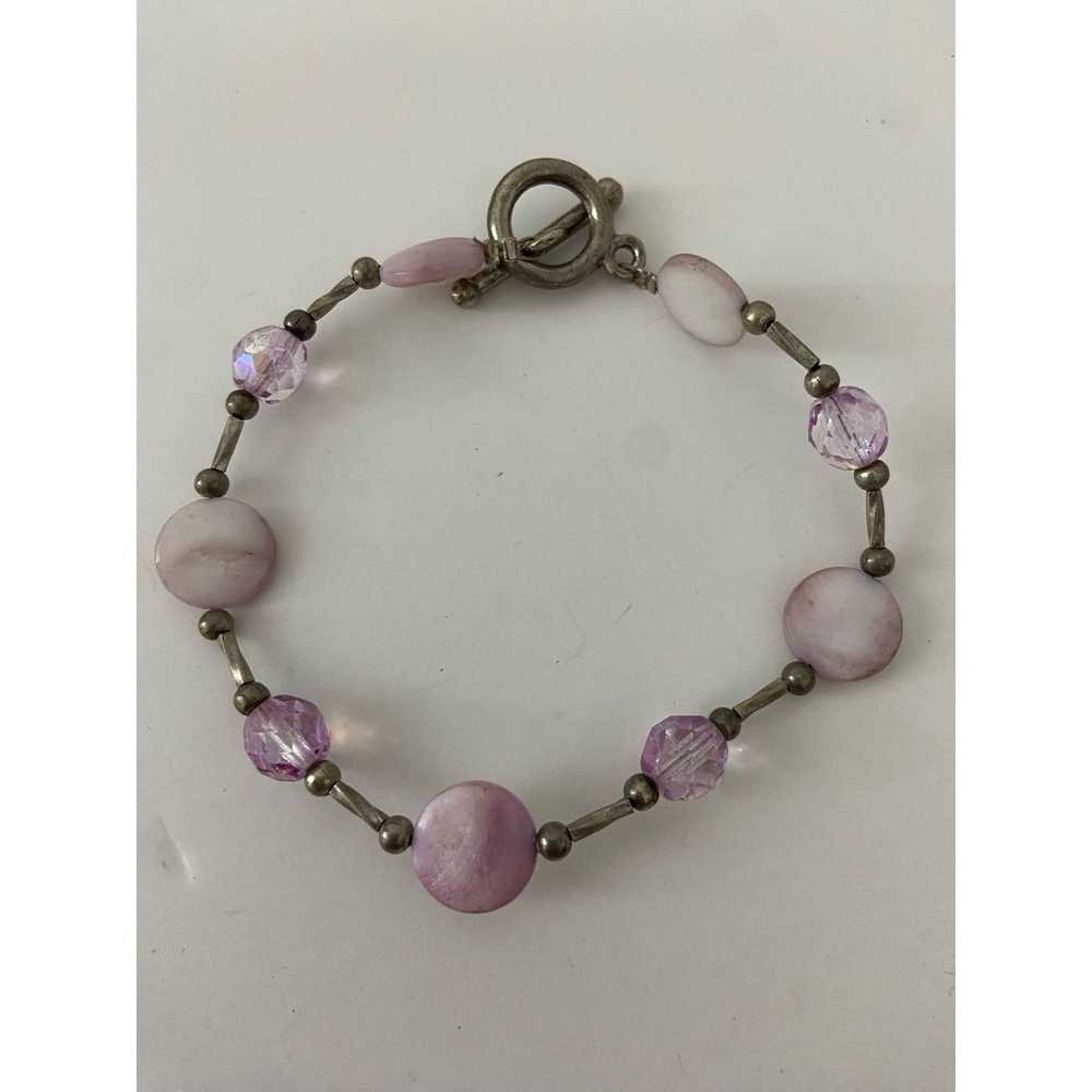 Handmade Light purple mother of pearl shell brace… - image 8