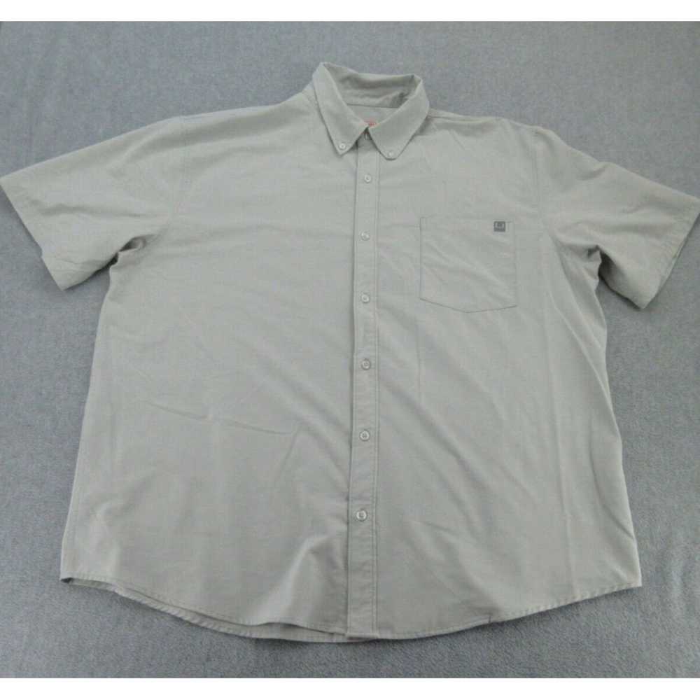 Vintage Mens Gray Short Sleeve Button Up Pocket O… - image 1