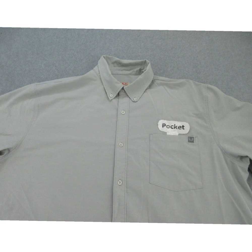 Vintage Mens Gray Short Sleeve Button Up Pocket O… - image 3