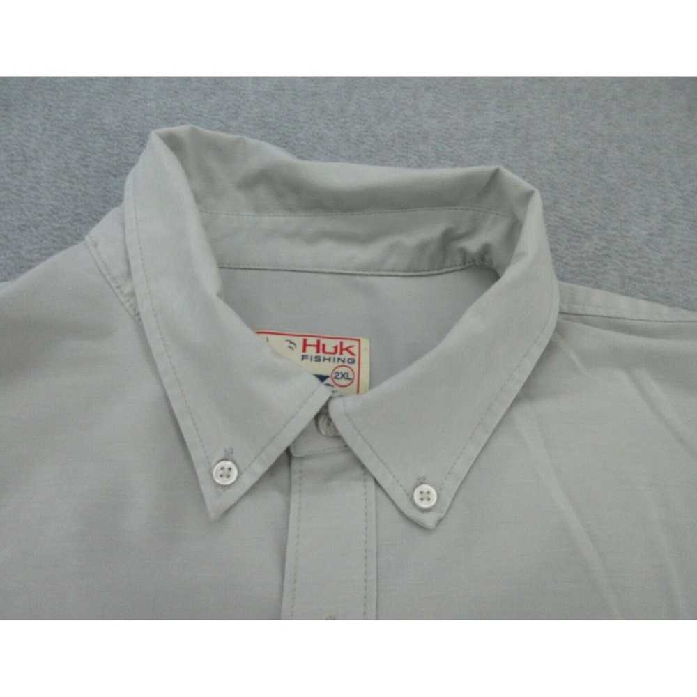 Vintage Mens Gray Short Sleeve Button Up Pocket O… - image 4