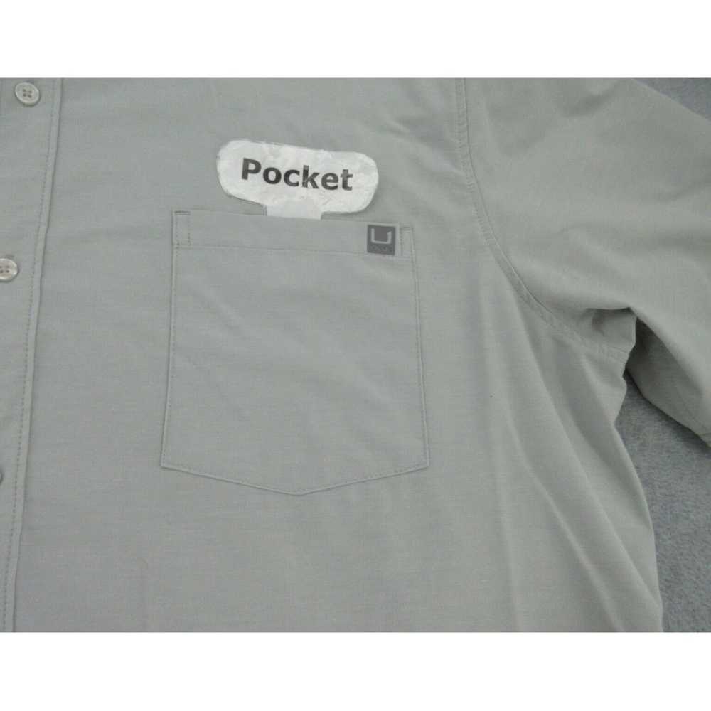 Vintage Mens Gray Short Sleeve Button Up Pocket O… - image 5