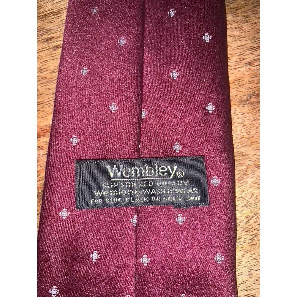 Wembley Wembley Vintage Burgundy Silk Polka Dot M… - image 2