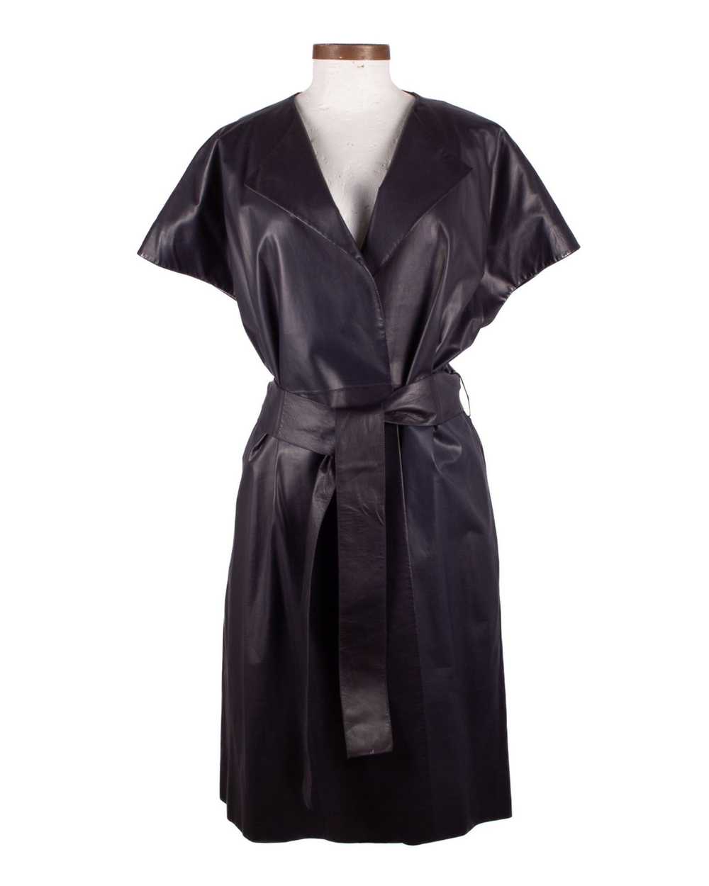 The Row THE ROW DARK NAVY BELTED LEATHER OVERCOAT - image 1