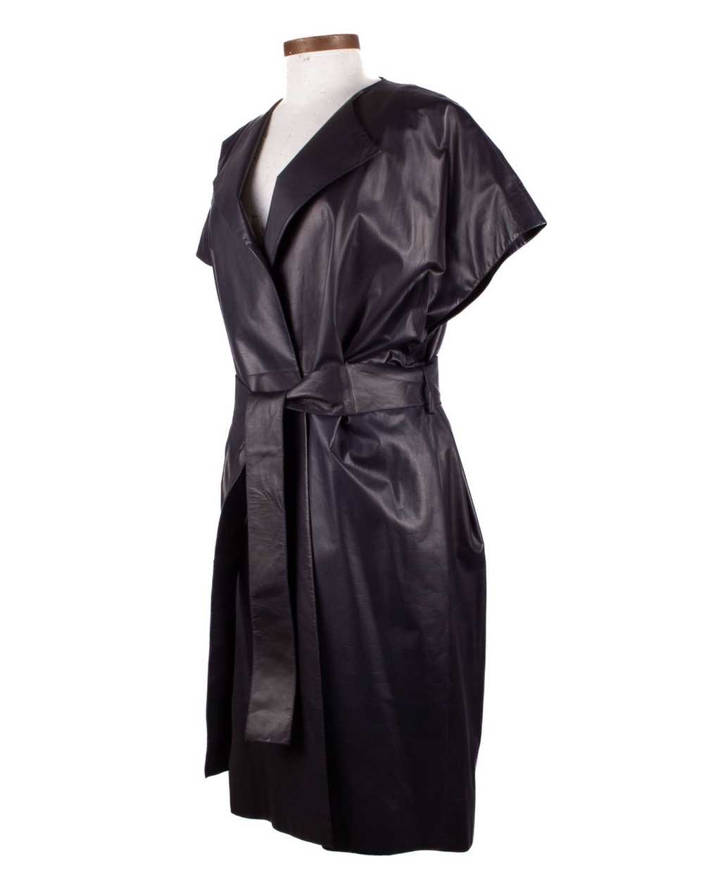 The Row THE ROW DARK NAVY BELTED LEATHER OVERCOAT - image 2