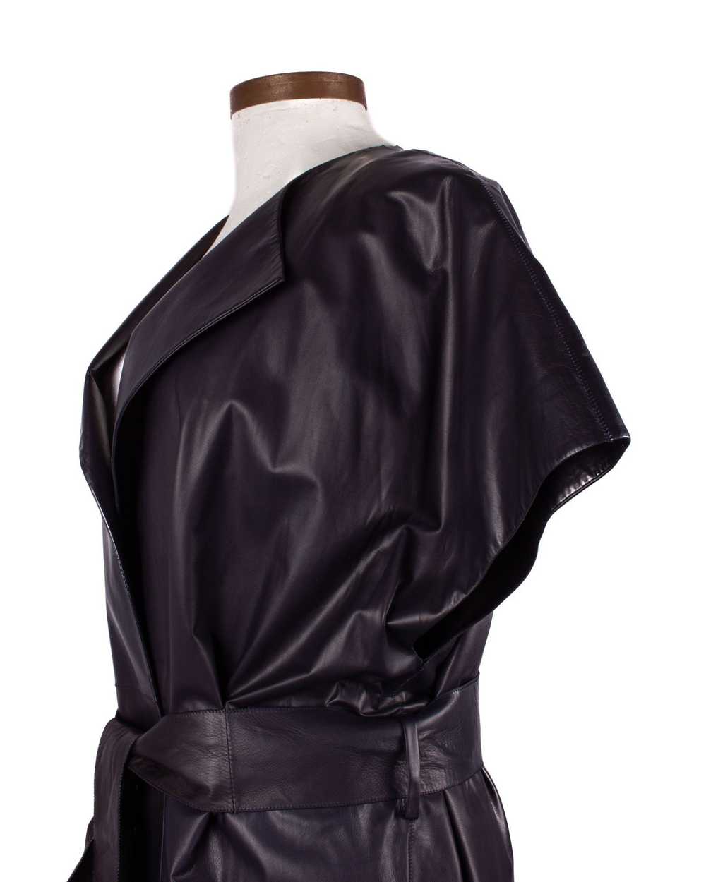 The Row THE ROW DARK NAVY BELTED LEATHER OVERCOAT - image 5