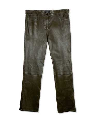 The Row THE ROW DARK GREEN SLIM LEATHER PANTS - image 1