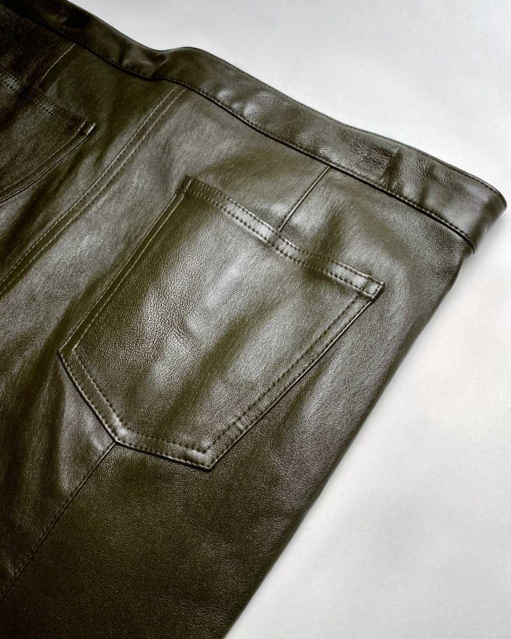 The Row THE ROW DARK GREEN SLIM LEATHER PANTS - image 4