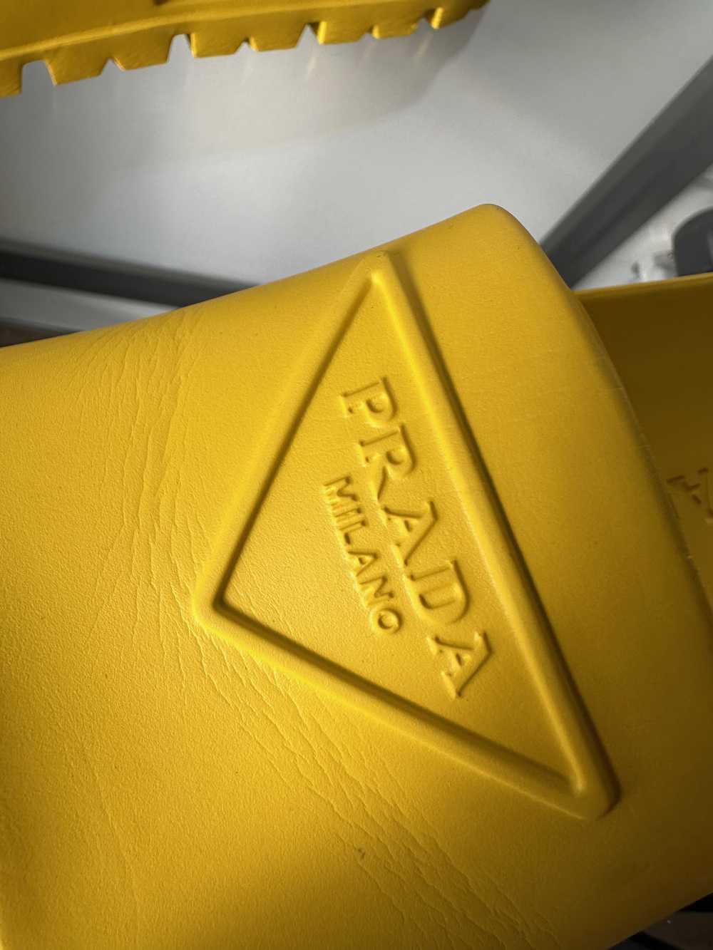 Prada Prada Logo Rubber Pool Slides in Yellow - image 11