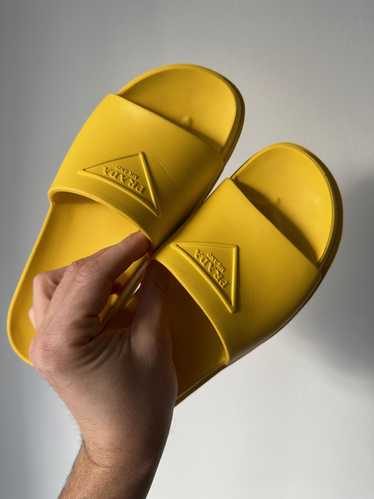 Prada Prada Logo Rubber Pool Slides in Yellow - image 1