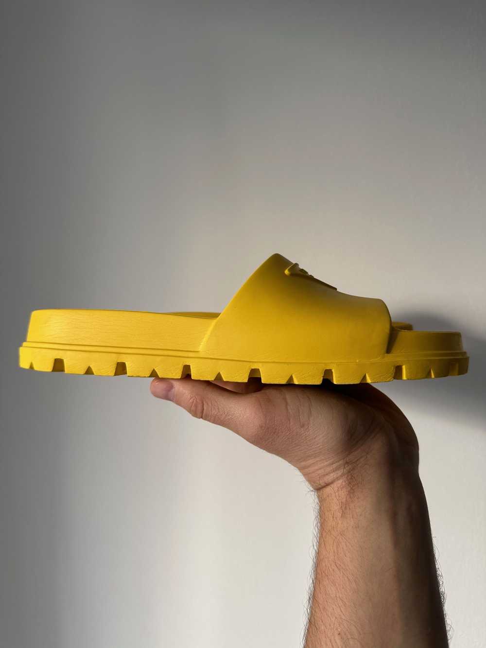 Prada Prada Logo Rubber Pool Slides in Yellow - image 4