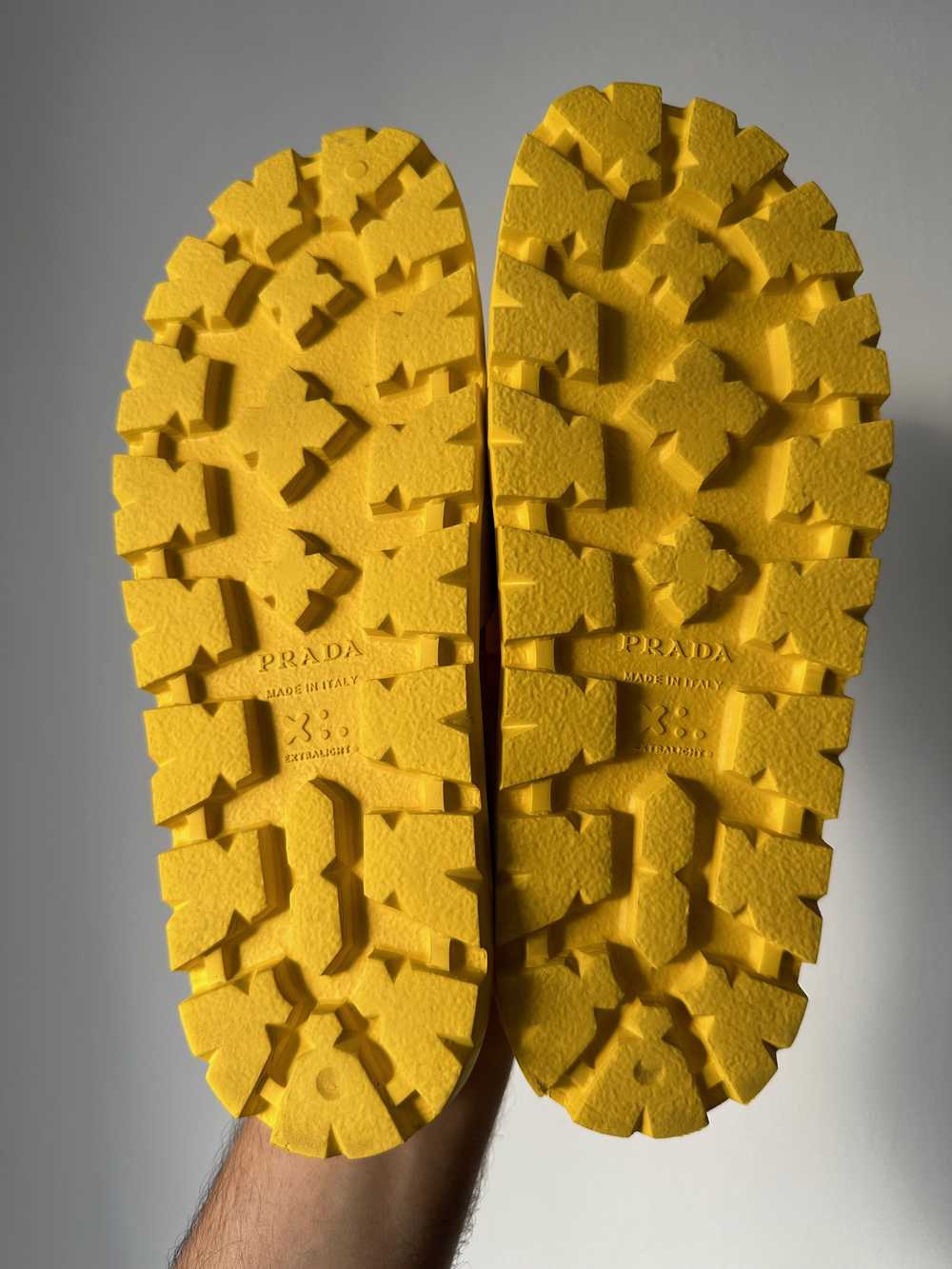 Prada Prada Logo Rubber Pool Slides in Yellow - image 5