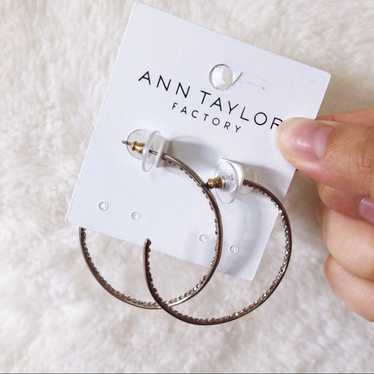 Ann Taylor Ann Taylor Gold Large Pave Hoop Earring