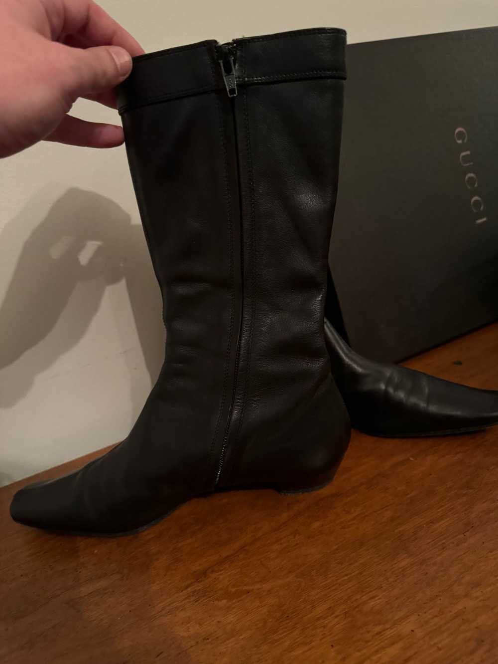 Gucci Leather Boot with Zipper and small heel - image 2