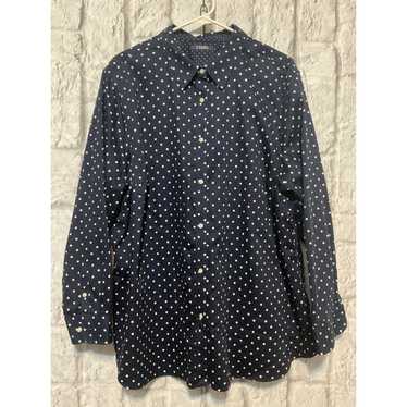 Chaps Chaps Navy & White Polka Dot Blouse Size 3X