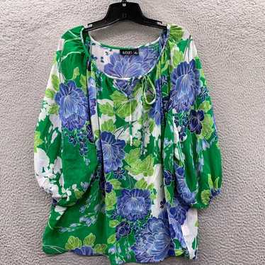 Vintage Elegant Floral Pattern White Blue Green S… - image 1