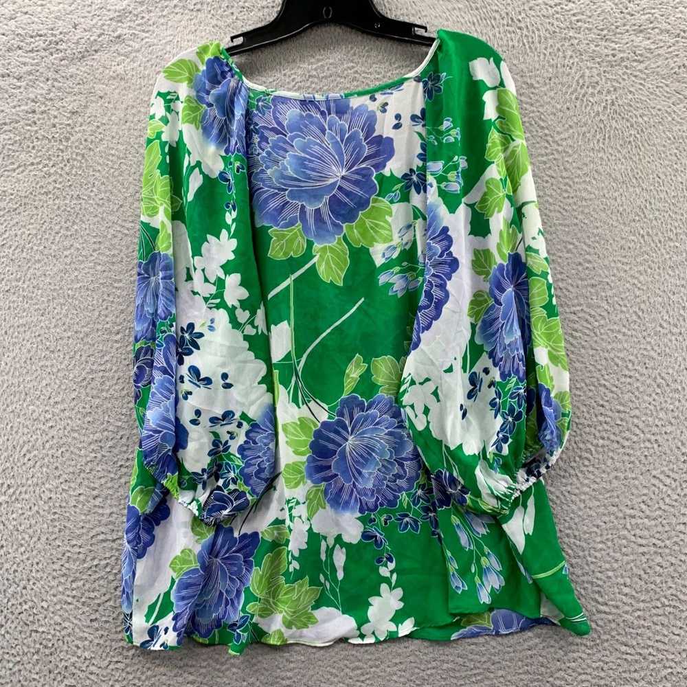 Vintage Elegant Floral Pattern White Blue Green S… - image 2