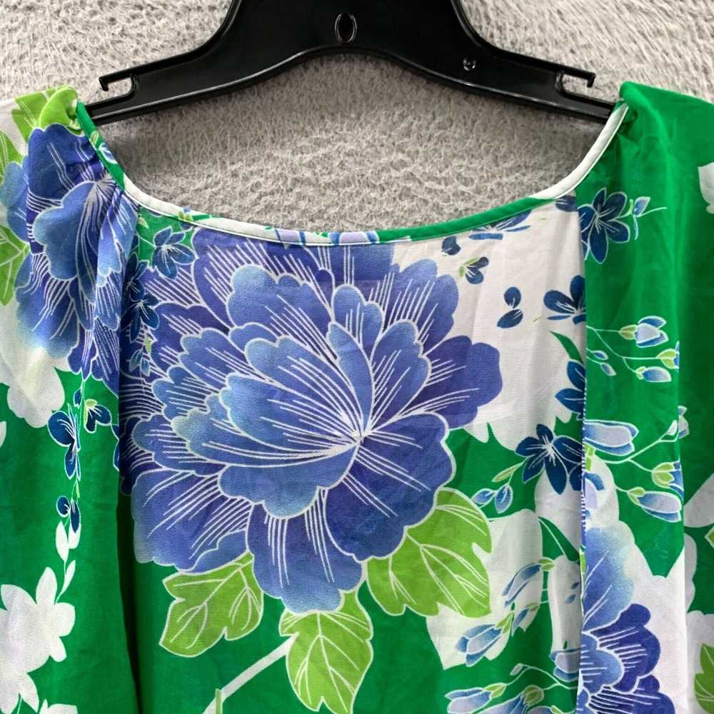 Vintage Elegant Floral Pattern White Blue Green S… - image 5