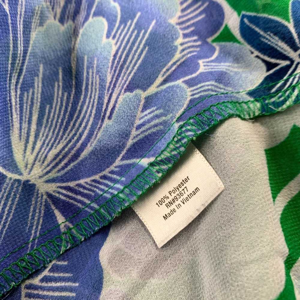 Vintage Elegant Floral Pattern White Blue Green S… - image 8