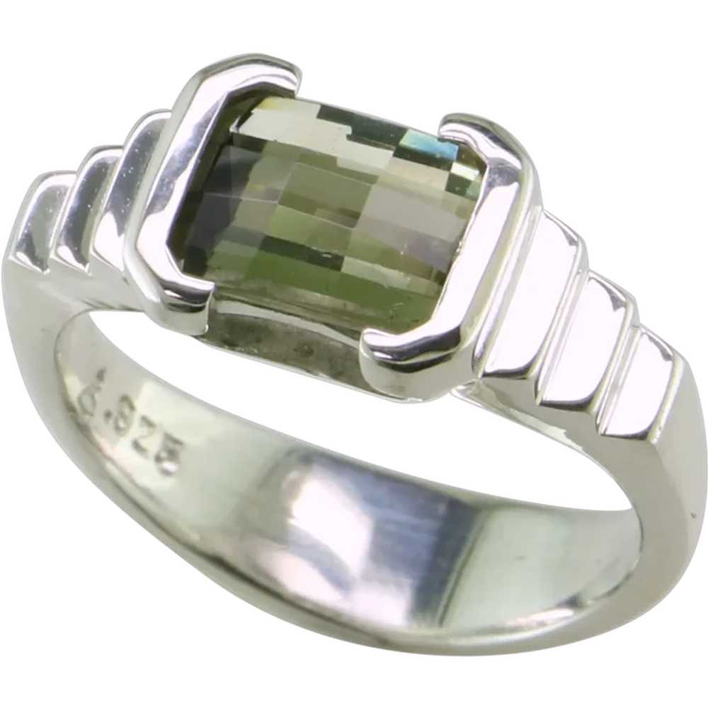 Sterling Silver Green Tourmaline Ring - image 1