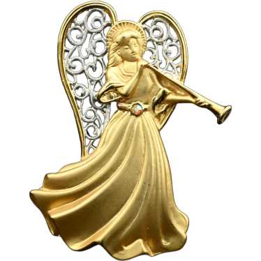 JJ Jonette Jewelry Two Tone Angel Brooch