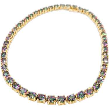 Colorful Mystic Topaz Tennis Necklace in 14k Yell… - image 1