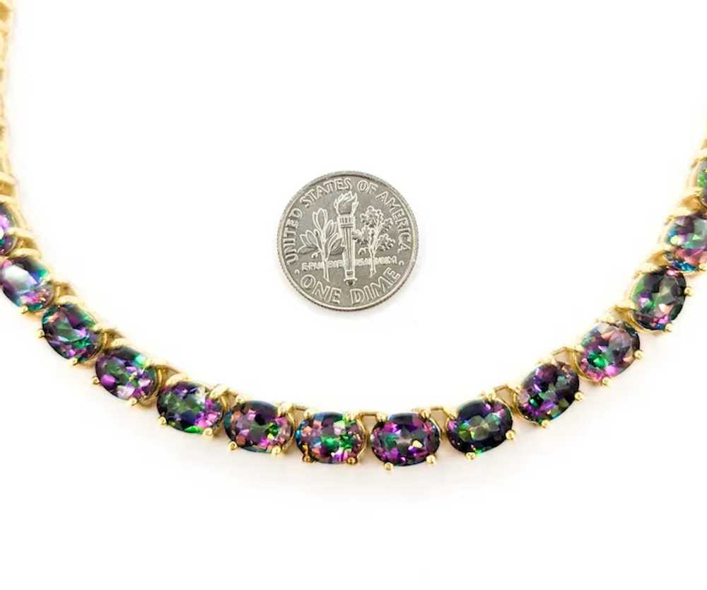 Colorful Mystic Topaz Tennis Necklace in 14k Yell… - image 2