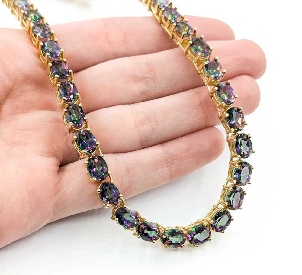 Colorful Mystic Topaz Tennis Necklace in 14k Yell… - image 7