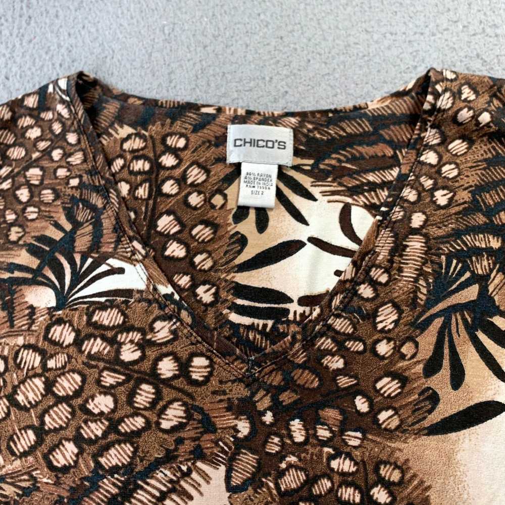 Vintage CHICOS Women's Brown and White 3/4 Sleeve… - image 5