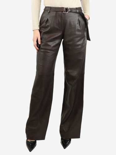 Iro Dark brown belted leather trousers - size UK 8