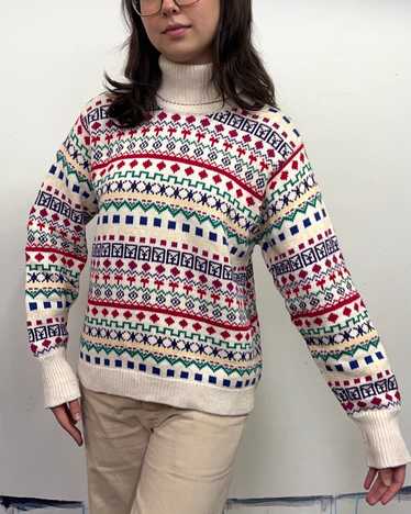 90's Cream Patterned Knit