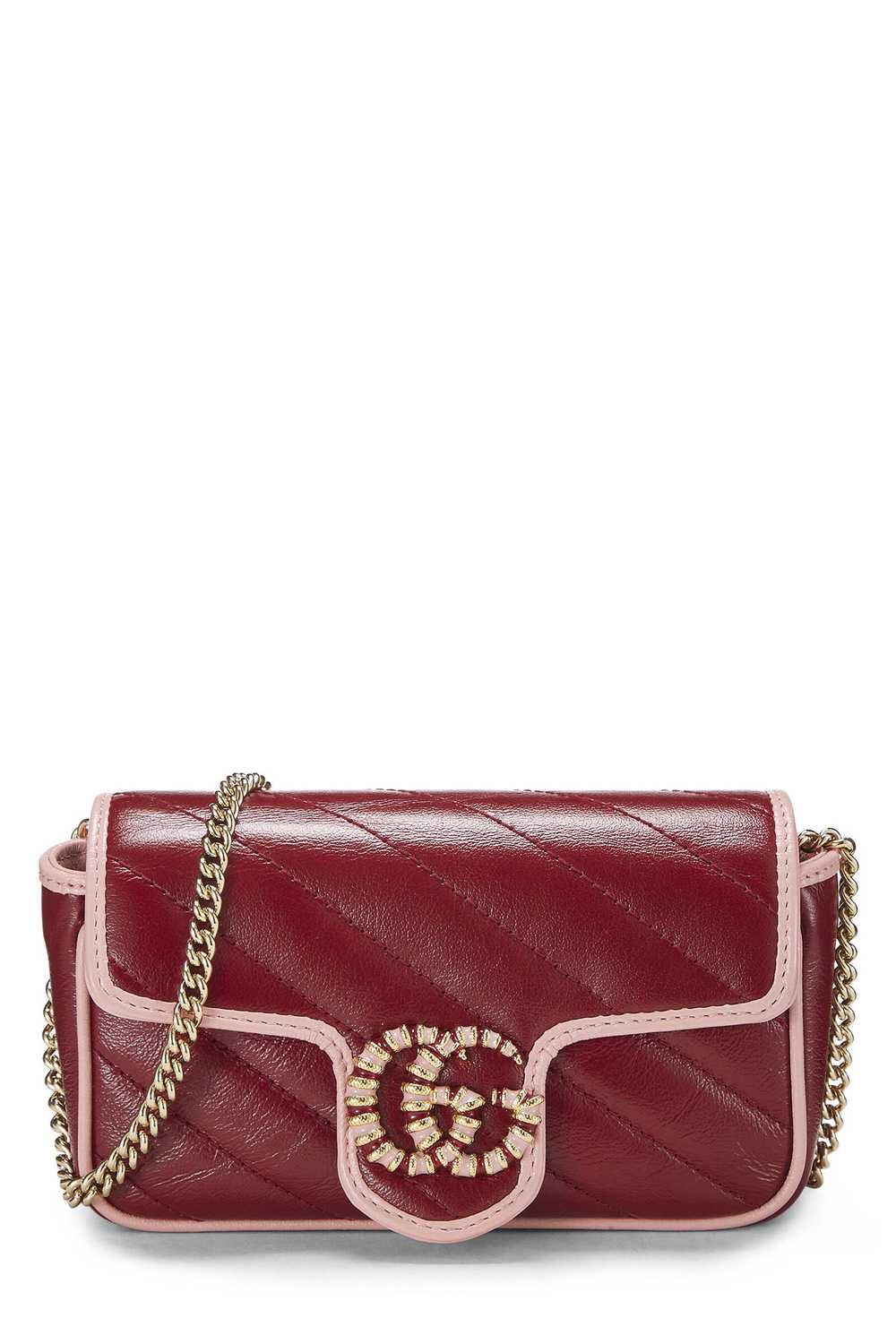 Red Leather Torchon GG Marmont Shoulder Bag Min S… - image 1