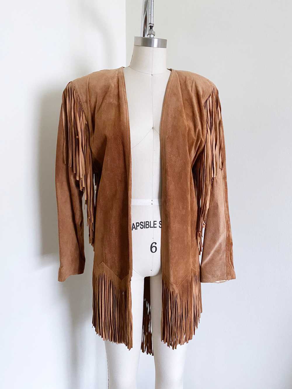 90's Brown Suede Fringe Jacket - image 2