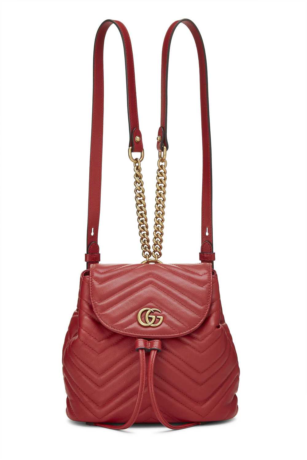 Red Leather GG Marmont Backpack Small Send in SMS… - image 1