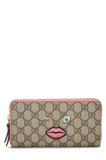 Pink GG Supreme Canvas Face Zip Around Wallet Sen… - image 1