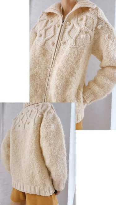 boucle pom pom knit sweater