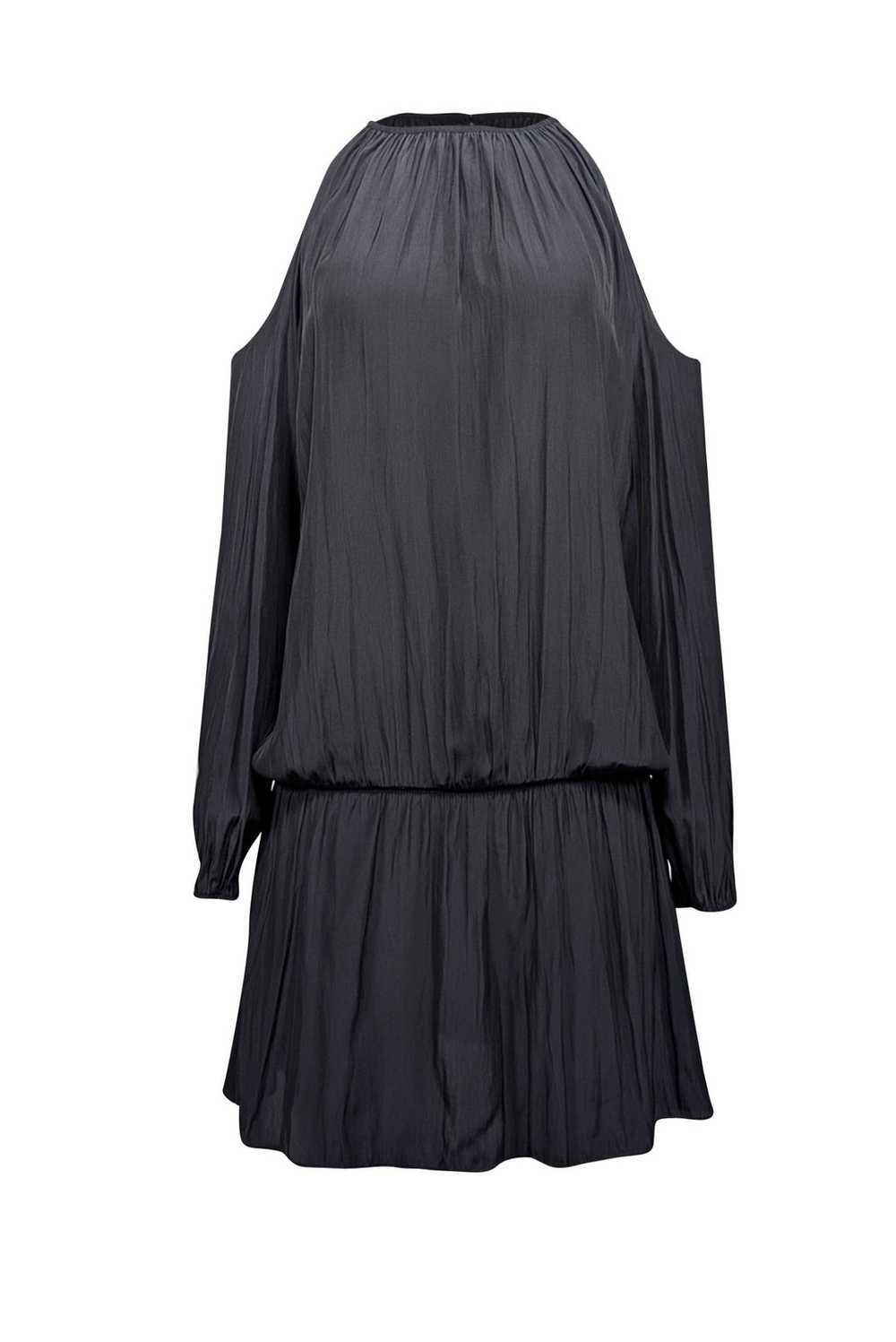 Ramy Brook - Black Satin Cold Shoulder Dress Sz M - image 1