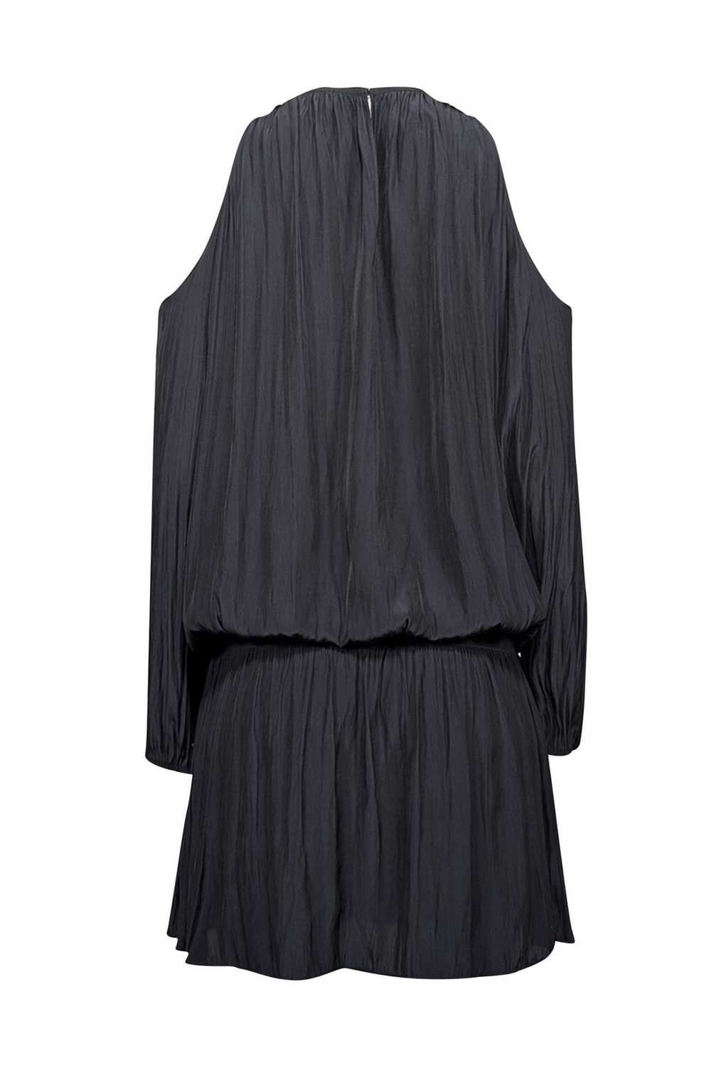 Ramy Brook - Black Satin Cold Shoulder Dress Sz M - image 3